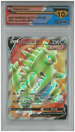2021 Pokemon Battle Styles TYRANITAR V #154/163 FA Ultra Rare 💎 DSG 10 Gem Mint - Image 1