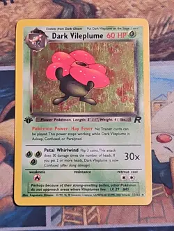 Pokemon TCG Dark Vileplume 1st Edition Holo Rare Card 13/82 MP - Image 1