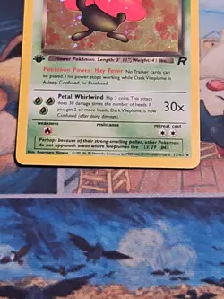 Pokemon TCG Dark Vileplume 1st Edition Holo Rare Card 13/82 MP - Image 4