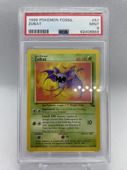 PSA 9 - Zubat #57/62 - Fossil 1999 - WOTC Pokemon Card - MINT - Image 1