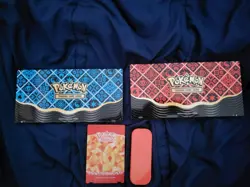 Pokemon Paldean Fates Lot of 3 Blue & Red Colored Magnetic Three Card Protectors - Image 2