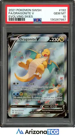 Pokemon 2021 Dragonite V 192/203 Alt Art Evolving Skies GEM MINT PSA 10 - Image 1