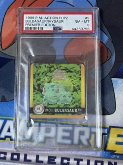 1999 Pokemon Action Flipz #5 Bulbasaur/Ivysaur PSA 8 Premier Edition - Image 1