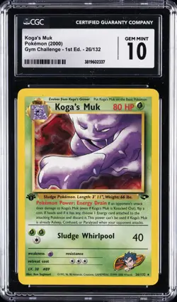 2000 POKEMON GYM CHALLENGE 1ST ED #26 KOGA'S MUK CGC 10 GEM MINT - Image 1
