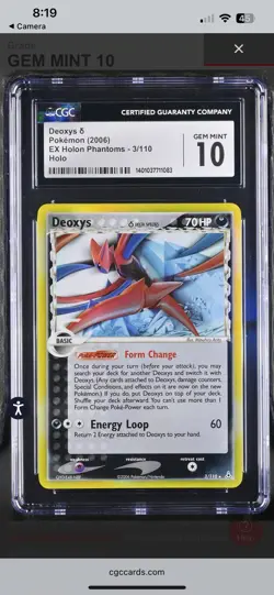 CGC 10 Deoxys Holo 3/110 EX Holon Phantoms 2006 Pokemon Card - Image 1