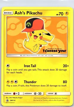 Ash's Pikachu - SM110 Non Holo SM Promos - Pokemon Card - NM - Image 1