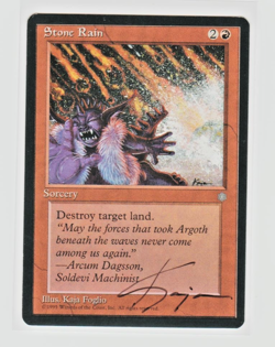 Magic the Gathering ~ Stone Rain ~ ICE AGE ~ M/NM ~ SIGNED BY ARTIST - Image 1