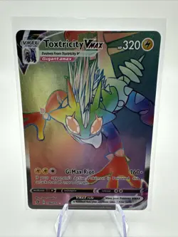 Pokemon TOXTRICITY VMAX Rebel Clash Rainbow Hyper Rare Full Art Holo 196/192 - Image 1