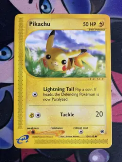 Pikachu 124/165 non-holo Expedition Base Set Pokemon TCG MP - Image 1