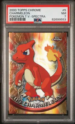 2000 TOPPS CHROME POKEMON T.V. SPECTRA #5 CHARMELEON PSA 7 - Image 1