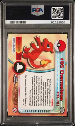 2000 TOPPS CHROME POKEMON T.V. SPECTRA #5 CHARMELEON PSA 7 - Image 2