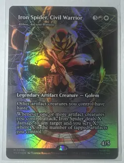 Iron Spider, Civil Warrior - Alibou, Ancient Witness (Borderless) -Foil MTG - Image 1