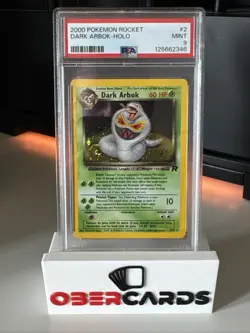 PSA 9! VINTAGE CHASE CARD! - Dark Arbok 2/82 - Team Rocket Holographic SWIRL! - Image 1