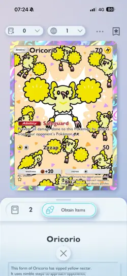 Pokemon TCG Pocket Singles. Digital Trade. Oricorio 1 Star - Image 1