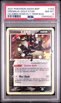 2021 POKEMON SWSH BLACK STAR PROMO #144 GRENINJA-GOLD STAR PSA 8 - Image 1