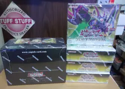 YU GI OH (4) DOOM OF DIMENSIONS 1ST BOOSTER BOXES + CHRONICLES DECK DISPLAY BOX - Image 1