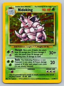 Pokemon TCG Nidoking Base Set Holo Unlimited Rare Card 11/102 LP Condition - Image 1