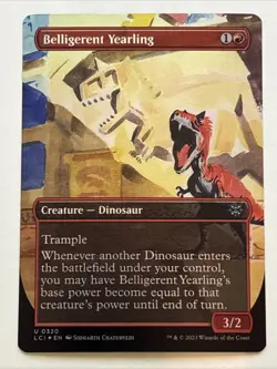 MTG The Lost Caverns of Ixalan Belligerent Yearling Borderless Foil 0320 NM - Image 1