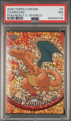 2000 Topps Chrome Pokemon TV S1 Sparkle Charizard 🔥 PSA 7 NM Low Pop - Image 1