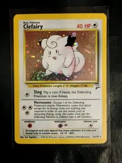 Pokemon Clefairy 6/130 WotC Base Set 2 Holo Rare LP - Image 1
