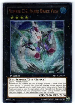 Yugioh Number C32: Shark Drake Veiss ABYR-EN039 Ultimate Rare 1st Edition M/NM - Image 1