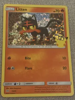 Pokemon Card Litten 15/25 McDonalds 25th Anniversary 2021 Promo Holo NM - Image 1