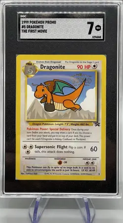 SGC 7 NM 1999 Pokemon Promo #5 Dragonite First Movie TCG Card - Image 1