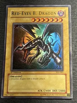 Red-Eyes Black Dragon SDJ-001 1st Edition Ultra Rare Yu-Gi-Oh Card Played HP - Image 1