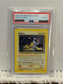 Pokemon TCG Raikou Neo Revelation Holo Rare Card 13/64 PSA 6 - Image 1