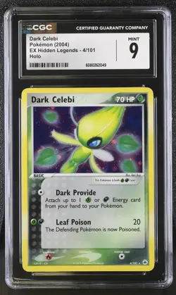 CGC 9 MINT Dark Celebi 2004 EX Hidden Legends 4/101 Holo Pokemon Card - Image 1