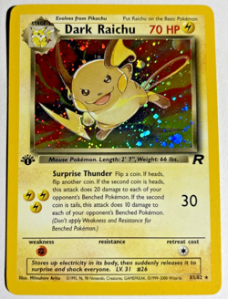Pokemon TCG Dark Raichu 1st Edition Secret Rare Holo Card #83/82 Team Rocket - Image 1