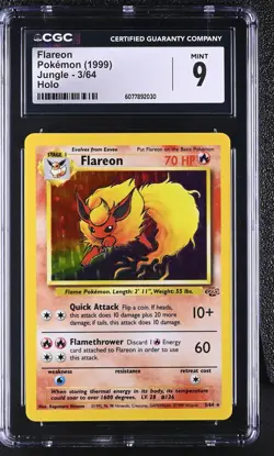 CGC 9 MINT Flareon 1999 Jungle 3/64 Holo Pokemon Card - Image 1