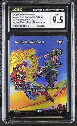 GOBLIN BOMBARDMENT Marvel Universe Foil Mythic CGC 9.5 Spider Man MTG - Image 1