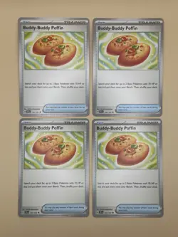 Buddy-Buddy Poffin 144/162 x4 PLAYSET Temporal Forces Pokemon NEAR MINT NM - Image 1