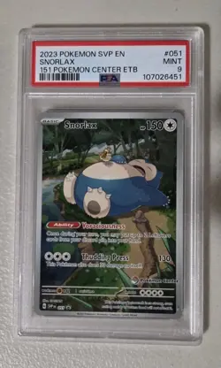 Snorlax Pokemon Center ETB Promo Card 2023 Scarlet & Violet 151 #051 PSA 9 - Image 1