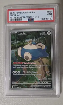 Snorlax Pokemon Center ETB Promo Card 2023 Scarlet & Violet 151 #051 PSA 9 - Image 3