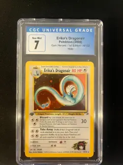 Erika’s Dragonair 1st Edition Gym Heroes CGC 7 Holo Rare Pokemon TCG Card - Image 1
