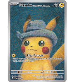 Pokemon Pikachu with Grey Felt Hat SVP 085 Van Gogh Promo Card - Sealed - Image 3
