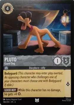 186/204 PLUTO GUARD DOG AZURITE SEA UNCOMMON DISNEY LORCANA CARD - Image 1