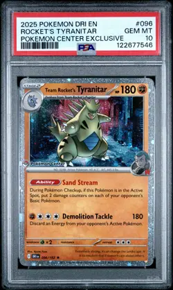 2025 POKEMON DRI EN-DESTINED RIVALS #096 TEAM ROCKET'S TYRANITAR PSA 10 - Image 1
