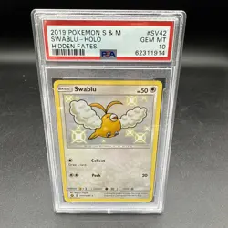 Swablu SV42/SV94 PSA 10 Gem Mint Baby Shiny 2019 Pokemon Hidden Fates - Image 1