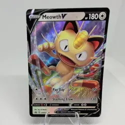 Pokemon TCG Meowth V SWSH Black Star Promos SWSH004 Holo Promo NM - Image 1