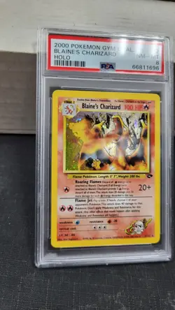 2000 BLAINE'S CHARIZARD HOLO GYM CHALLENGE POKEMON TCG PSA 8 NEAR MINT-MINT #2 - Image 3