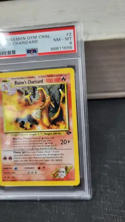 2000 BLAINE'S CHARIZARD HOLO GYM CHALLENGE POKEMON TCG PSA 8 NEAR MINT-MINT #2 - Image 4