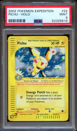 PSA 9 Pokemon Pichu Holo Expedition 22/165 MINT - Image 1