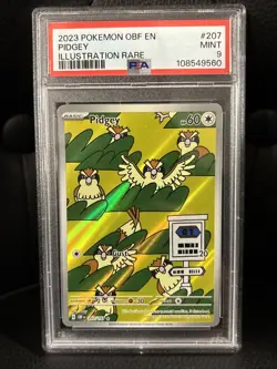 2023 POKEMON OBF EN-OBSIDIAN FLAMES ILLUSTRATION RARE #207 PIDGEY PSA 9 - Image 1