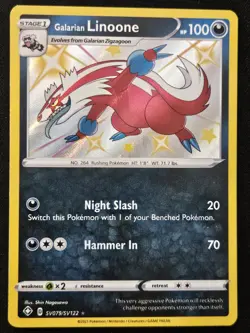 Galarian Linoone SV079/SV122 Shining Fates Shiny Vault Holo Rare Pokemon 2021 NM - Image 1