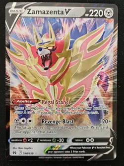 Zamazenta V 098/159 Sword & Shield Crown Zenith Ultra Rare Holo Pokemon 2023 NM - Image 1