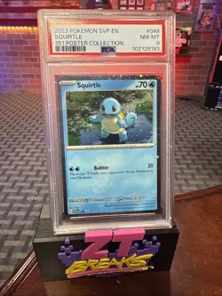 2023 POKEMON SVP EN-SV BLACK STAR PROMO 151 POSTER COLL #048 SQUIRTLE PSA 8 - Image 1