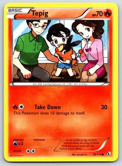 Tepig - BW Legendary Treasures 25/113 Black White Kanako Eo Pokemon Card LP - Image 1